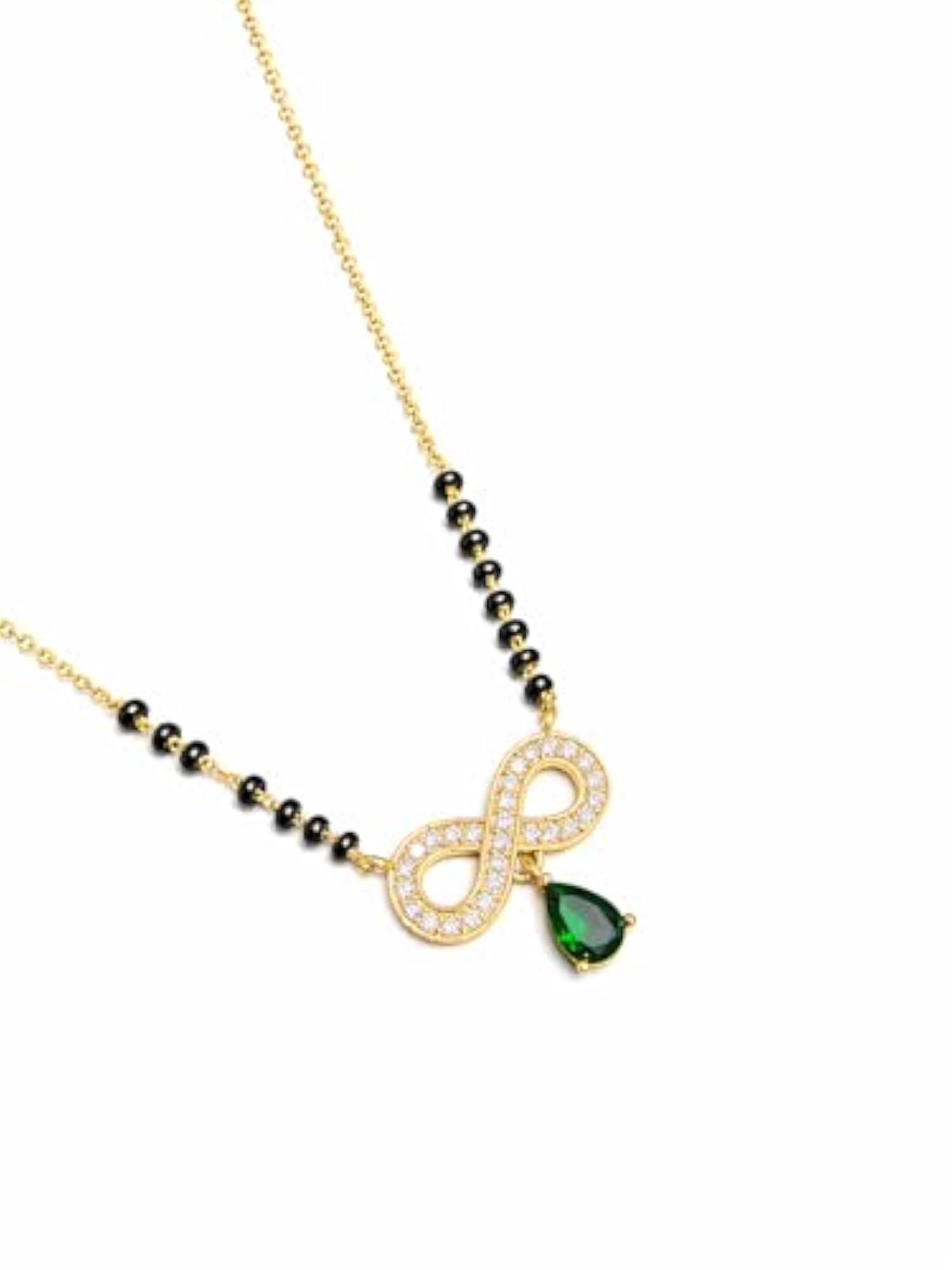 Women's Gold-Plated Infinity Design Mangalsutra with Black Beads